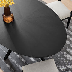 Crossroads Black 63" Oval Wood Dining Table - Ornate Home