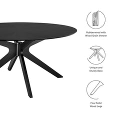 Crossroads Black 63" Oval Wood Dining Table - Ornate Home