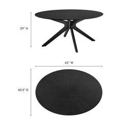 Crossroads Black 63" Oval Wood Dining Table - Ornate Home
