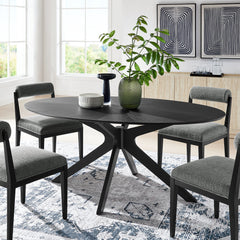 Crossroads Black 71" Oval Wood Dining Table - Ornate Home