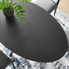 Crossroads Black 71" Oval Wood Dining Table - Ornate Home