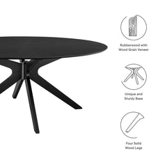 Crossroads Black 71" Oval Wood Dining Table - Ornate Home