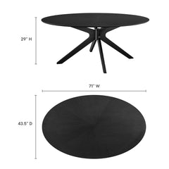 Crossroads Black 71" Oval Wood Dining Table - Ornate Home