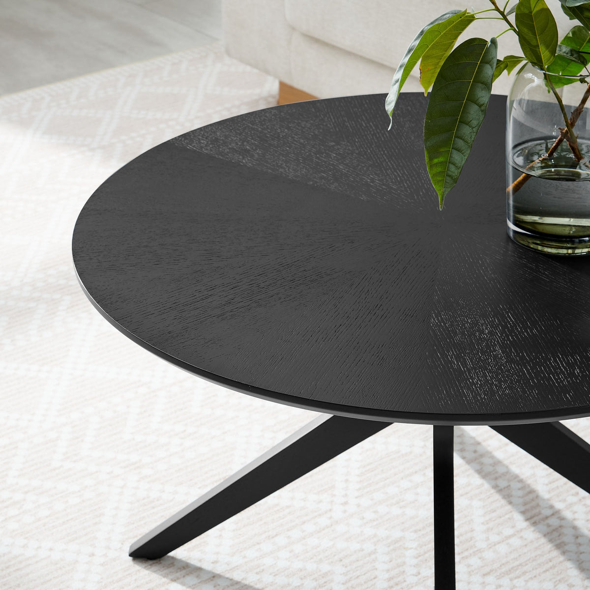 Crossroads Black Round Wood Coffee Table - Ornate Home