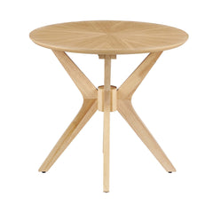 Crossroads Oak 24" Round Wood Side Table - Ornate Home