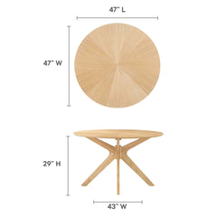 Crossroads Oak 47" Round Wood Dining Table - Ornate Home