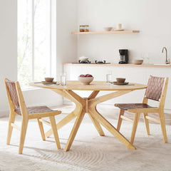 Crossroads Oak 63" Oval Wood Dining Table - Ornate Home