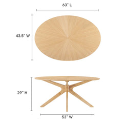 Crossroads Oak 63" Oval Wood Dining Table - Ornate Home