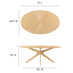 Crossroads Oak 71" Oval Wood Dining Table - Ornate Home