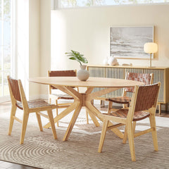 Crossroads Oak 71" Oval Wood Dining Table - Ornate Home