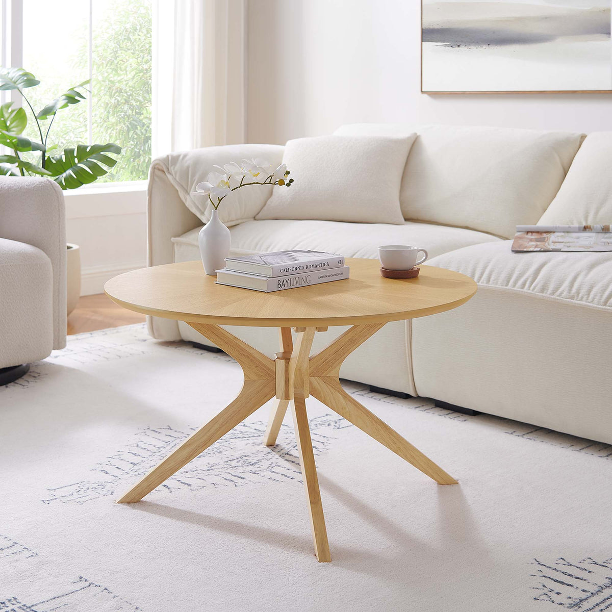 Crossroads Oak Round Wood Coffee Table - Ornate Home