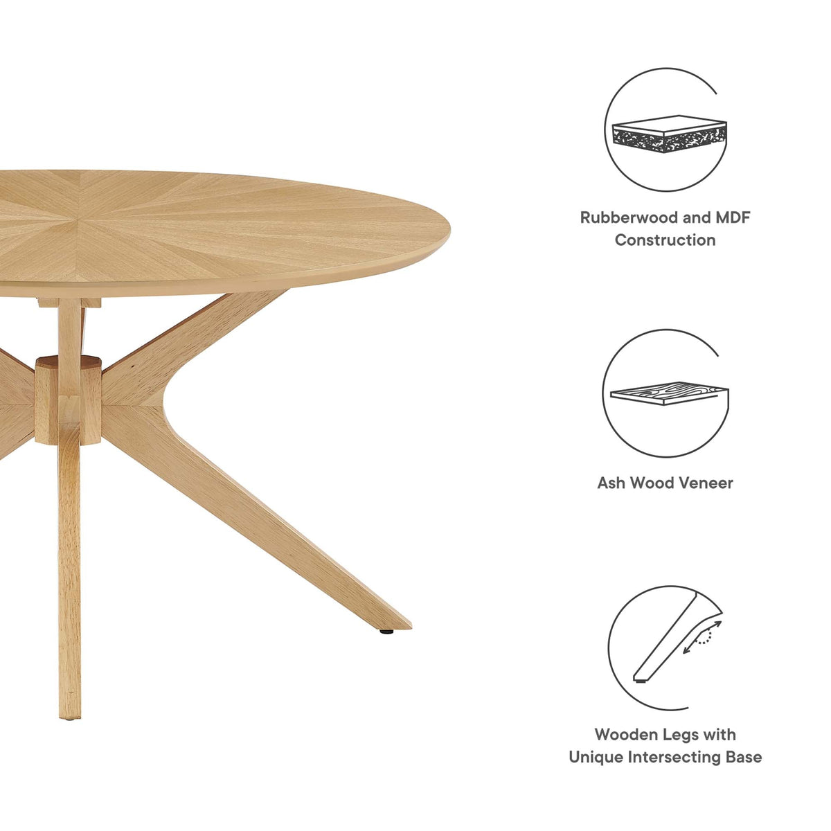 Crossroads Oak Round Wood Coffee Table - Ornate Home