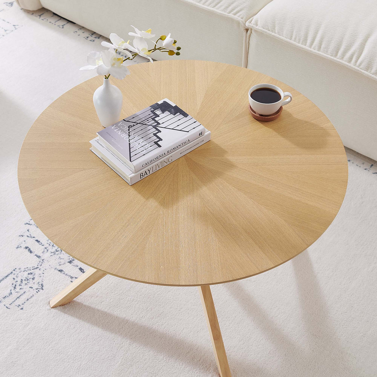 Crossroads Oak Round Wood Coffee Table - Ornate Home