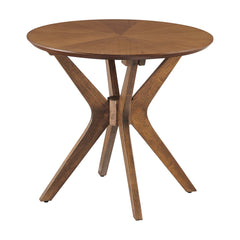 Crossroads Walnut 24" Round Wood Side Table - Ornate Home