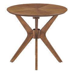 Crossroads Walnut 24" Round Wood Side Table - Ornate Home
