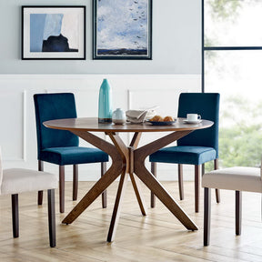 Crossroads Walnut 47" Round Wood Dining Table - Ornate Home