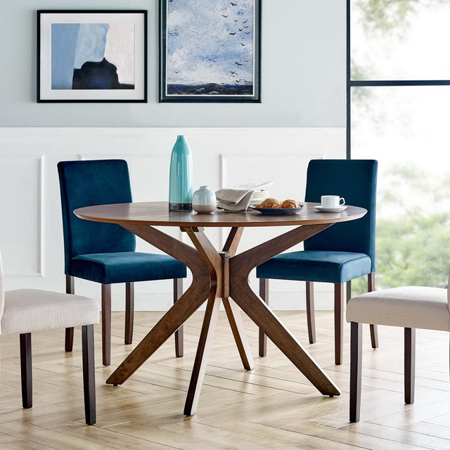 Crossroads Walnut 47" Round Wood Dining Table - Ornate Home