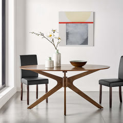 Crossroads Walnut 63" Oval Wood Dining Table - Ornate Home