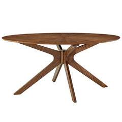 Crossroads Walnut 63" Oval Wood Dining Table - Ornate Home
