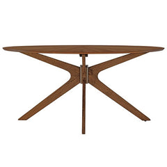 Crossroads Walnut 63" Oval Wood Dining Table - Ornate Home