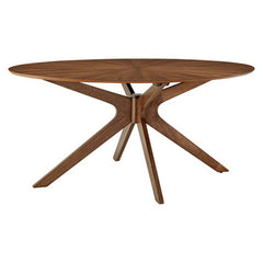 Crossroads Walnut 63" Oval Wood Dining Table - Ornate Home