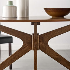 Crossroads Walnut 63" Oval Wood Dining Table - Ornate Home