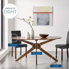 Crossroads Walnut 63" Oval Wood Dining Table - Ornate Home