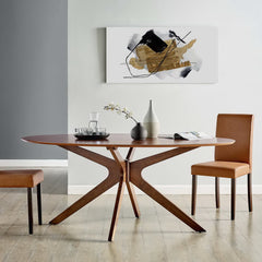 Crossroads Walnut 71" Oval Wood Dining Table - Ornate Home