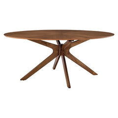 Crossroads Walnut 71" Oval Wood Dining Table - Ornate Home