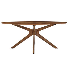 Crossroads Walnut 71" Oval Wood Dining Table - Ornate Home
