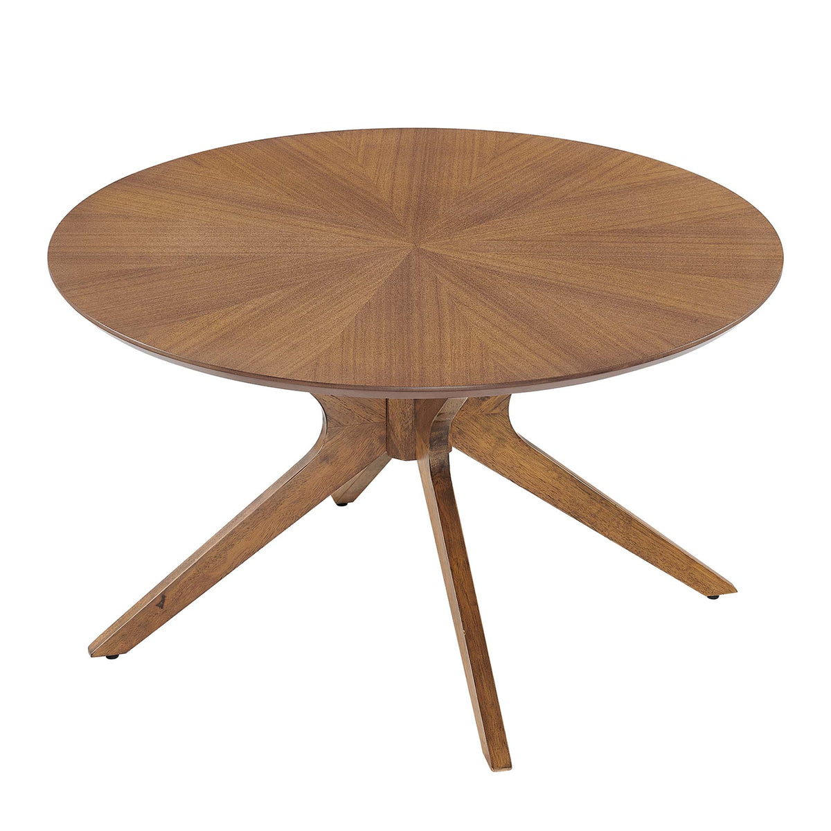Crossroads Walnut Round Wood Coffee Table - Ornate Home
