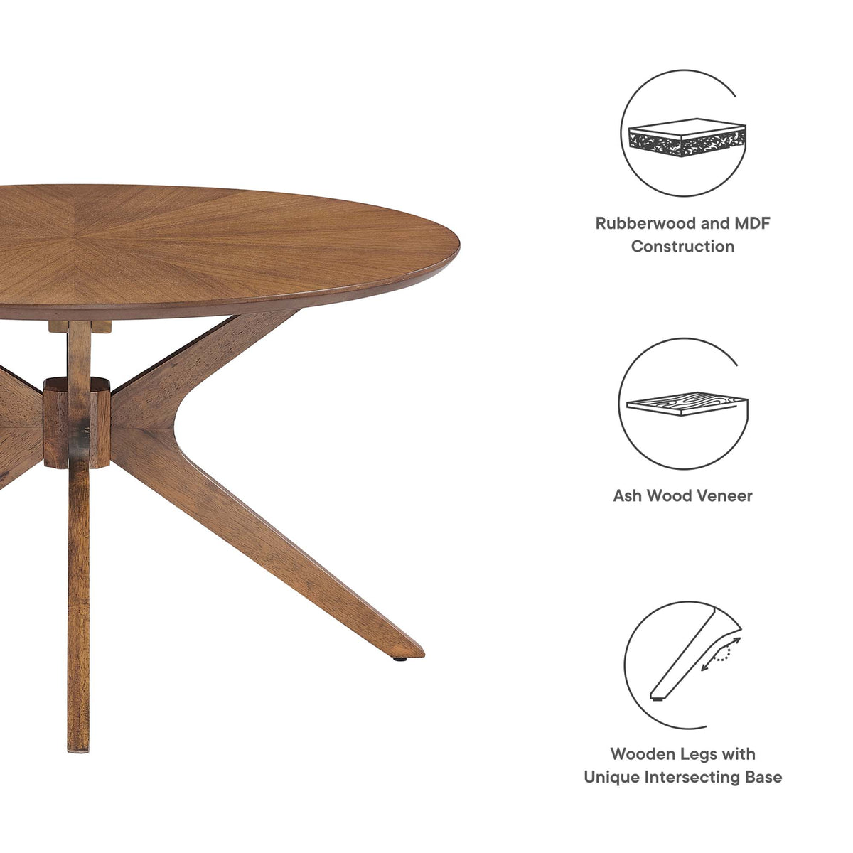 Crossroads Walnut Round Wood Coffee Table - Ornate Home