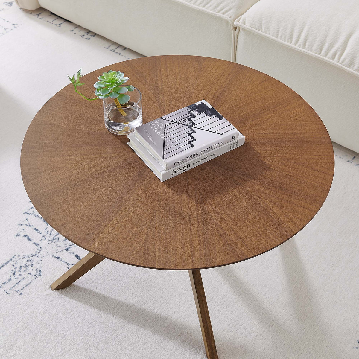 Crossroads Walnut Round Wood Coffee Table - Ornate Home