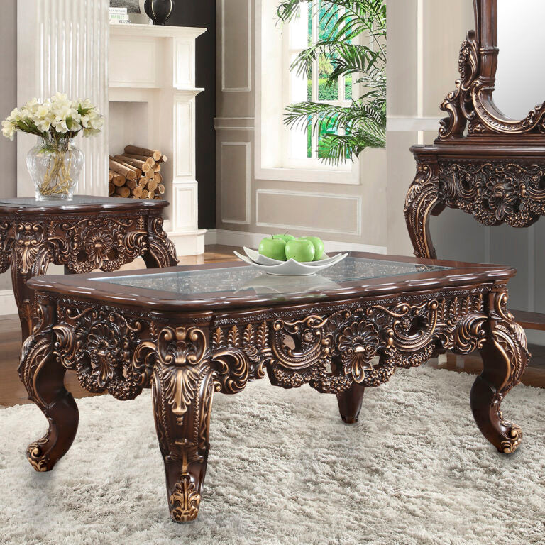 Crown Heritage Cherry/Gold Highlights Coffee Table / HD-C998C - Ornate Home