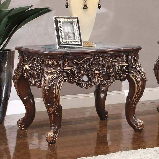 Crown Heritage Cherry/Gold Highlights End Table / HD-998 - Ornate Home