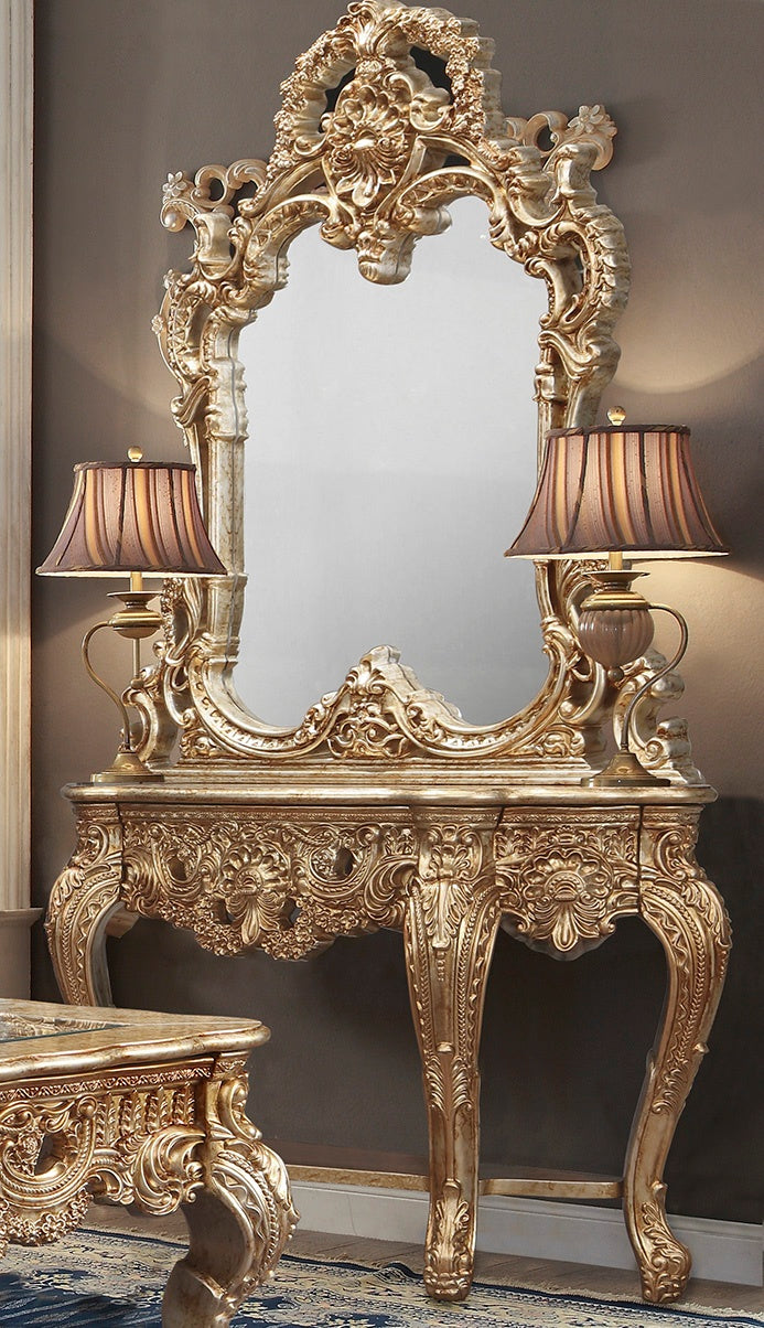 Crown Heritage Gold/Rust Highlights Console Table / HD-CON998G - Ornate Home