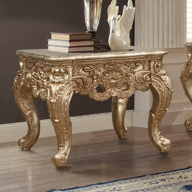 Crown Heritage Gold/Rust Highlights End Table / HD-998 - Ornate Home