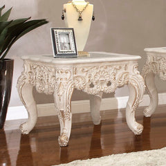 Crown Heritage Ivory/Gold Highlights End Table / HD-E998I - Ornate Home