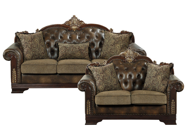 Croydon Dark Cherry Sofa & Loveseat - Ornate Home