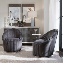 Crue Gray Fabric Swivel Chair - Ornate Home