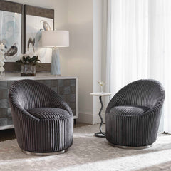 Crue Gray Fabric Swivel Chair - Ornate Home