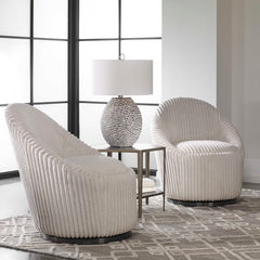 Crue White Swivel Chair - Ornate Home