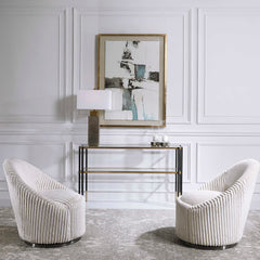 Crue White Swivel Chair - Ornate Home
