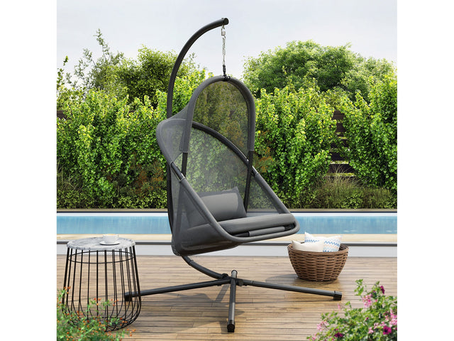 Crush Dark Gray Outdoor Swing Chair w/Stand - Ornate Home