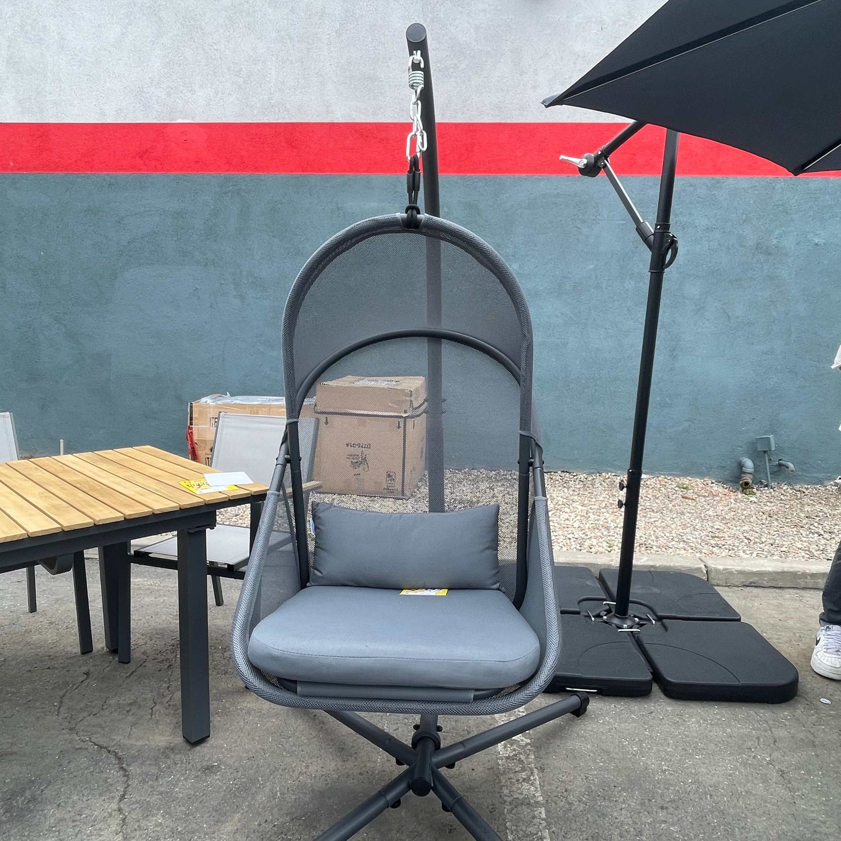 Crush Dark Gray Swing Chair - Ornate Home