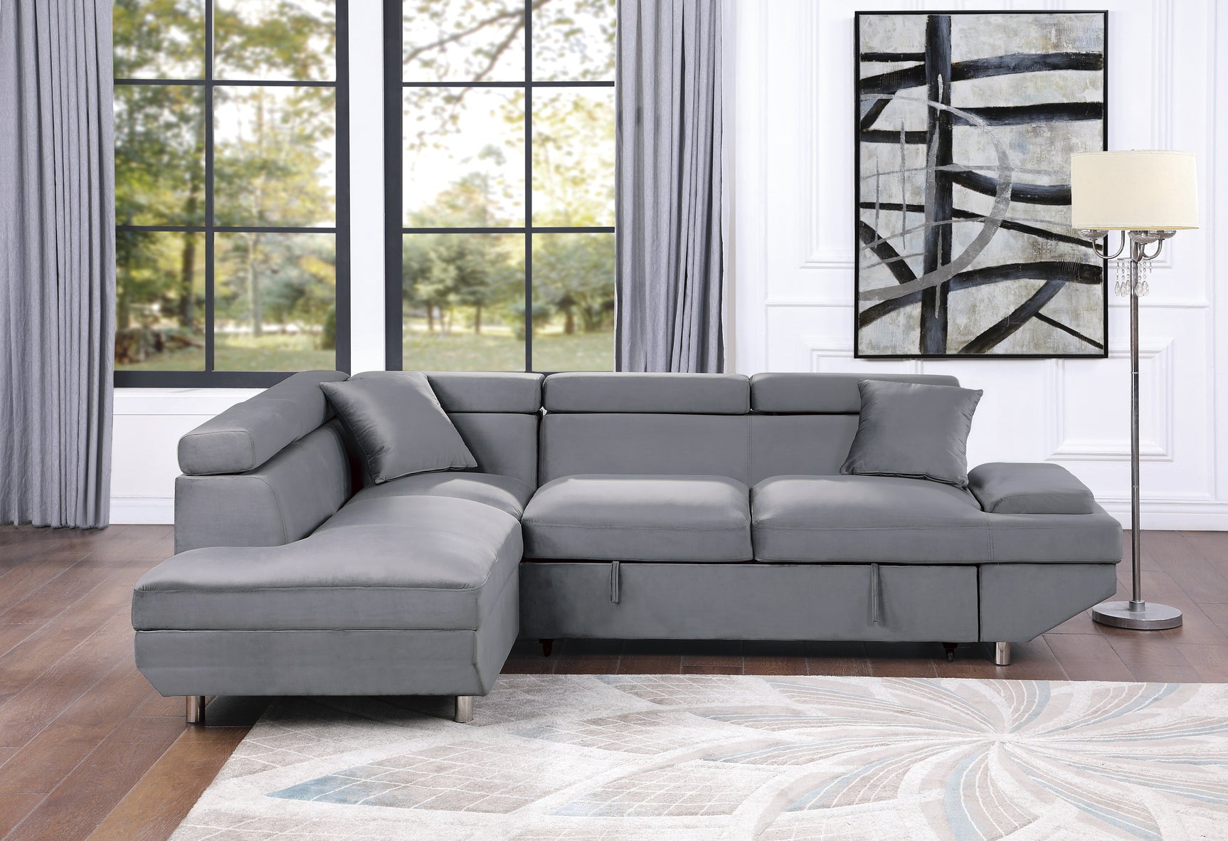 Cruz Gray 2-Piece Sectional with Left Chaise - Ornate Home
