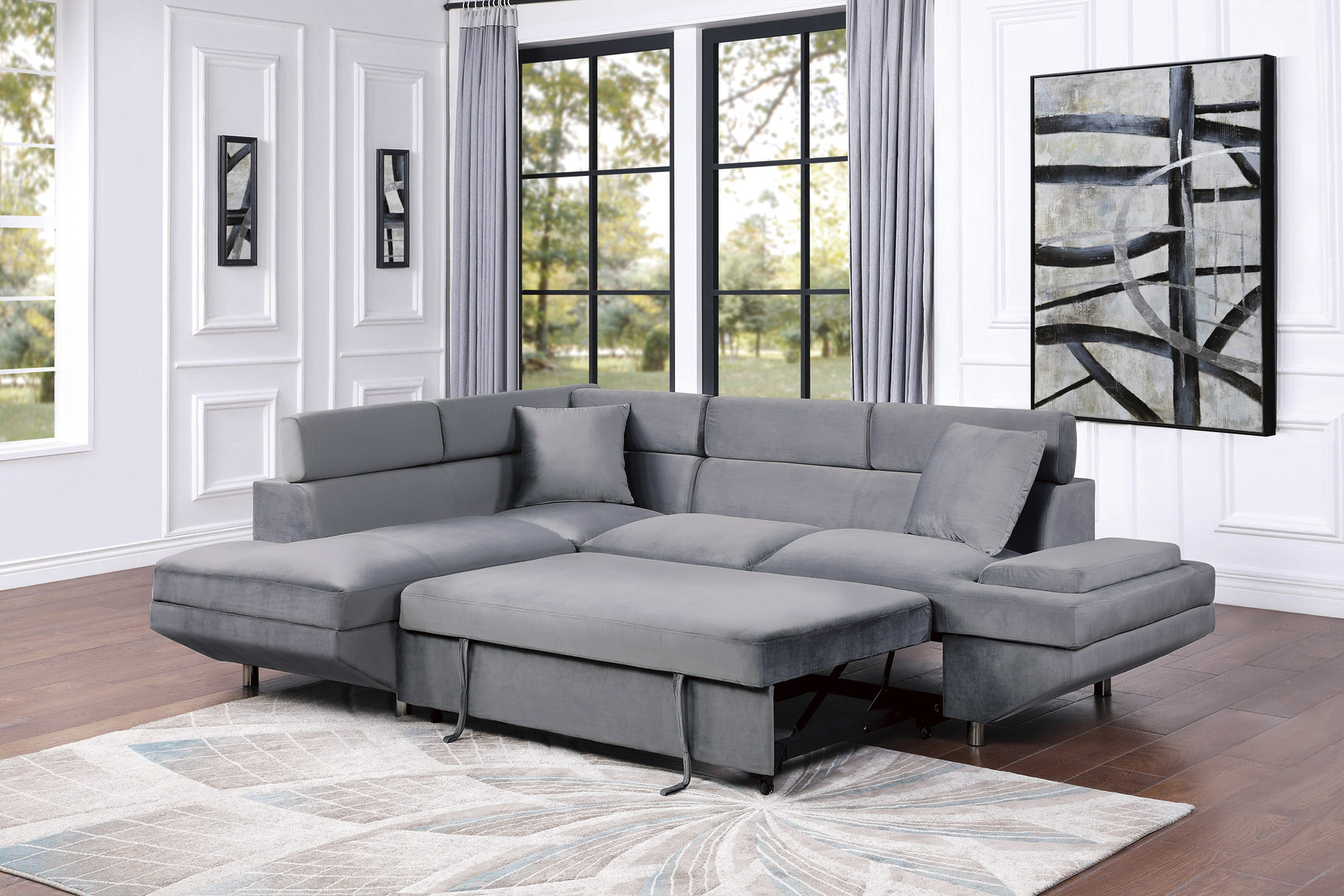 Cruz Gray 2-Piece Sectional with Left Chaise - Ornate Home