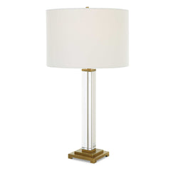 Crystal Column Brass Table Lamp - Ornate Home