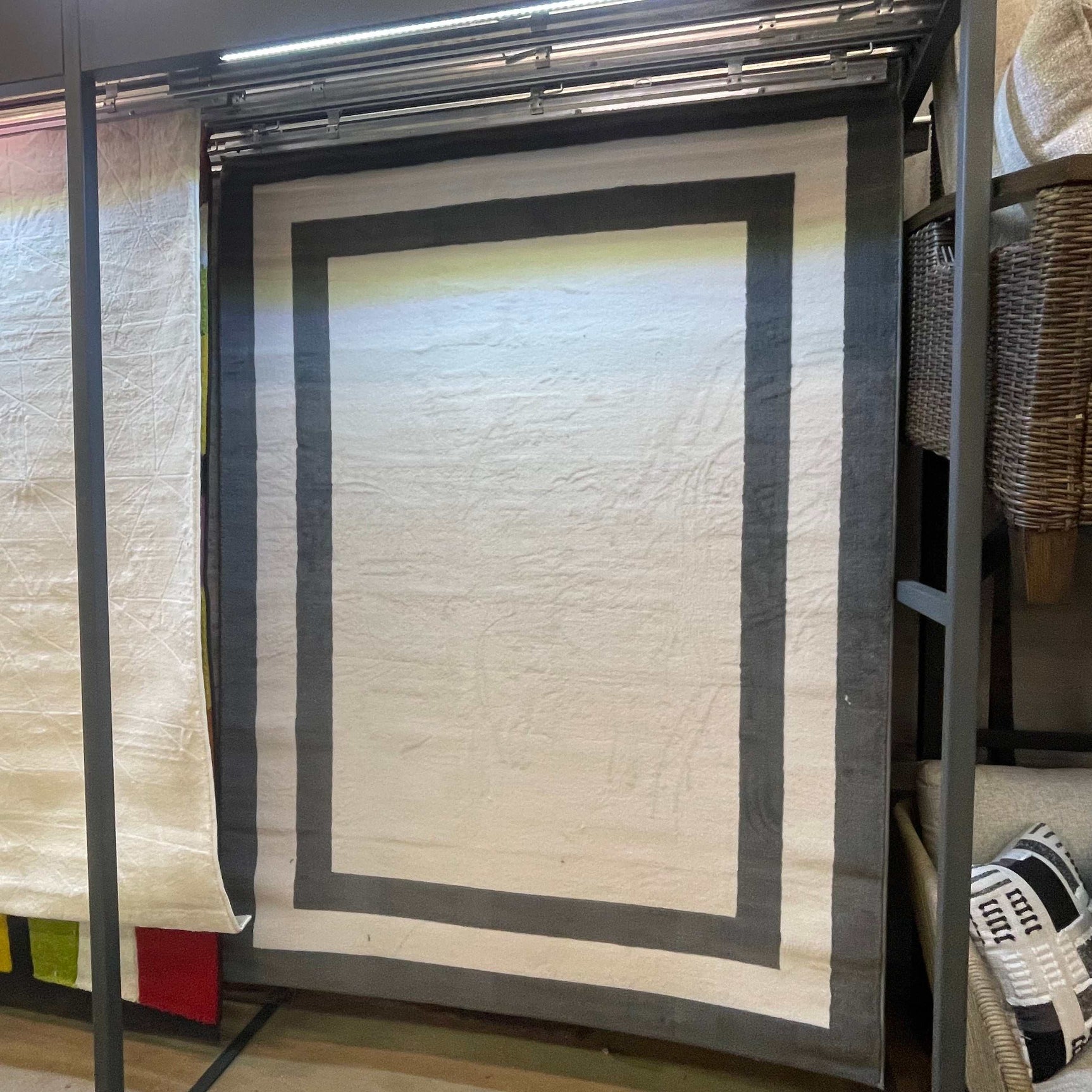 Crystal Cream/Gray Modern Bordered Indoor Non Slip Area Rugs - Ornate Home