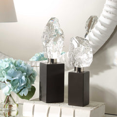 Crystal Peak Blue/Silver Sculptures (Set of 2) - Ornate Home